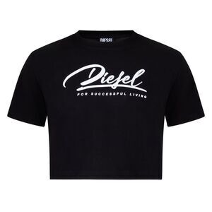 Diesel Womens/Ladies Script Cropped T-Shirt / Caviar